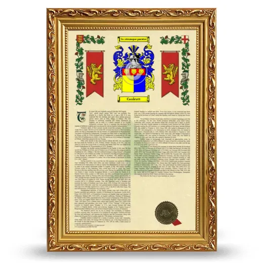 Caulcutt Armorial History Framed - Gold