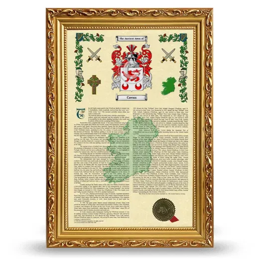 Cavan Armorial History Framed - Gold