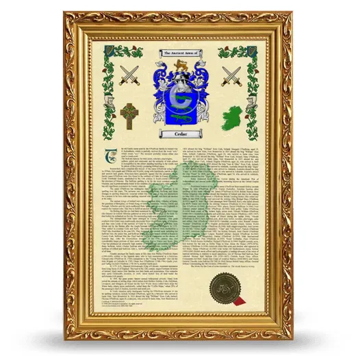 Cedar Armorial History Framed - Gold