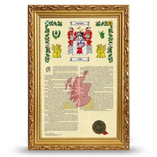 Celts Armorial History Framed - Gold