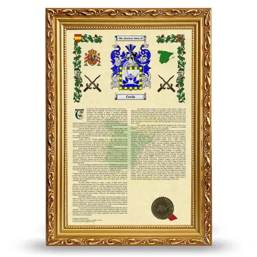 Cerda Armorial History Framed - Gold