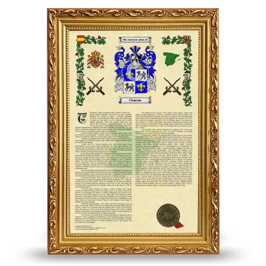 Chacon Armorial History Framed - Gold