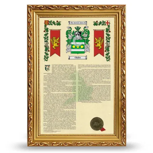 Chales Armorial History Framed - Gold