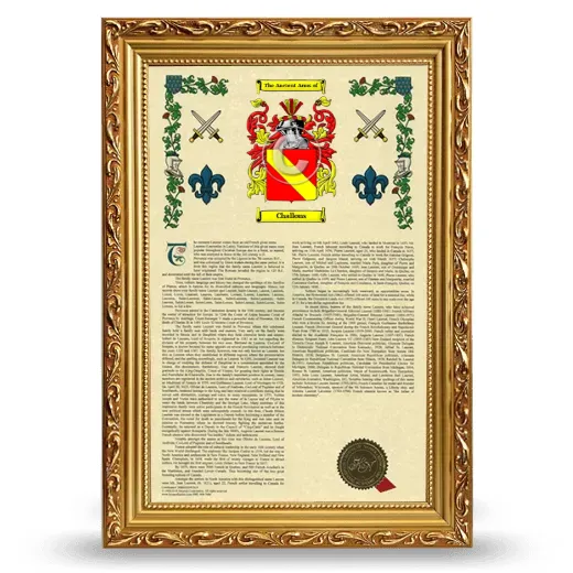 Challons Armorial History Framed - Gold