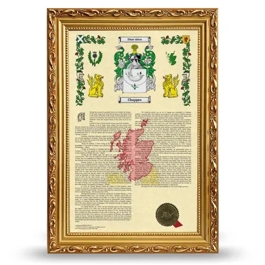 Chappes Armorial History Framed - Gold