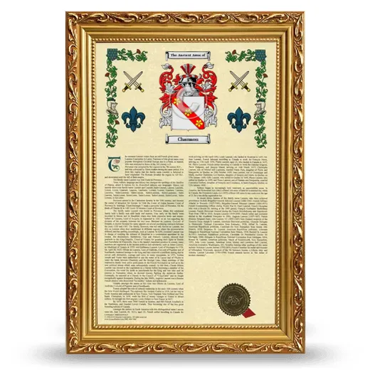 Charmon Armorial History Framed - Gold