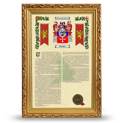 Chauncy Armorial History Framed - Gold