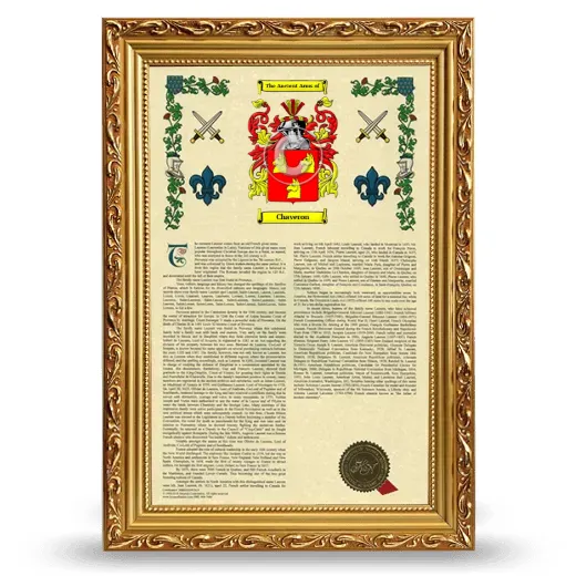 Chaveron Armorial History Framed - Gold