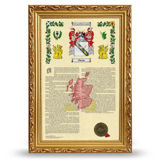 Cheam Armorial History Framed - Gold