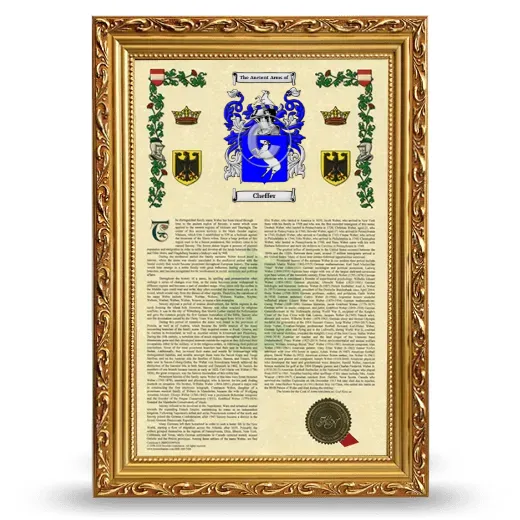 Cheffer Armorial History Framed - Gold