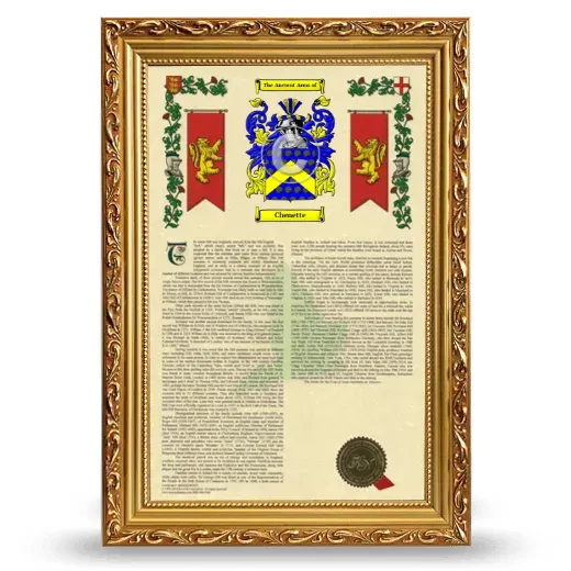 Chenette Armorial History Framed - Gold