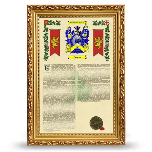 Chesnut Armorial History Framed - Gold