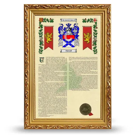 Chevall Armorial History Framed - Gold