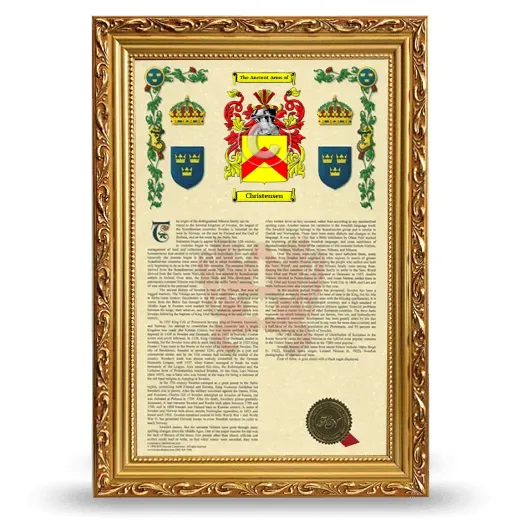 Christensen Armorial History Framed - Gold