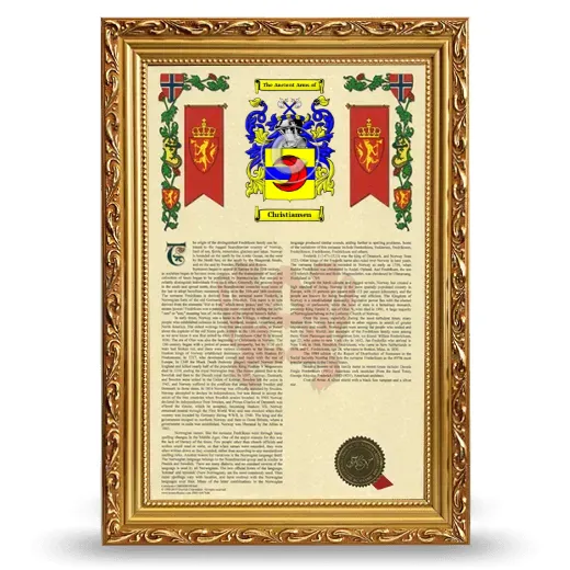 Christiansen Armorial History Framed - Gold