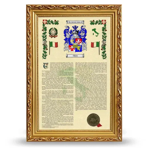 Cisco Armorial History Framed - Gold