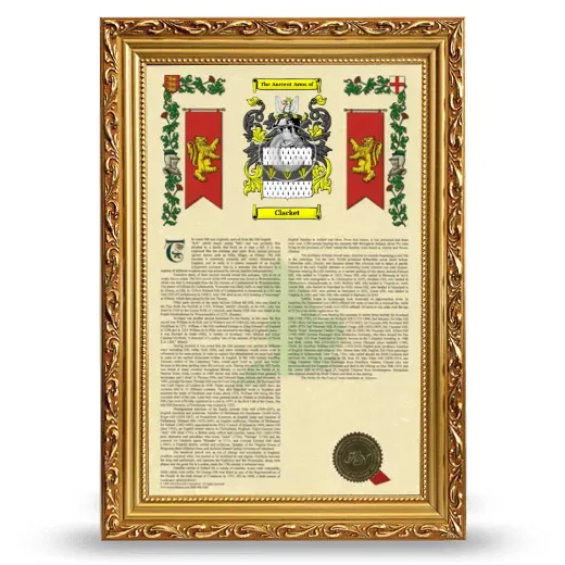 Clacket Armorial History Framed - Gold