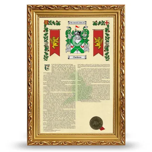 Clackson Armorial History Framed - Gold