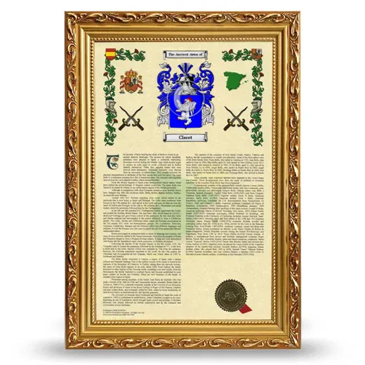 Claret Armorial History Framed - Gold