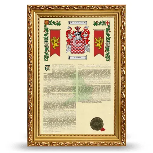 Clarish Armorial History Framed - Gold