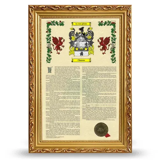 Cleaves Armorial History Framed - Gold