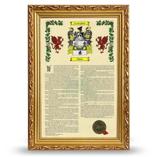 Cleeve Armorial History Framed - Gold