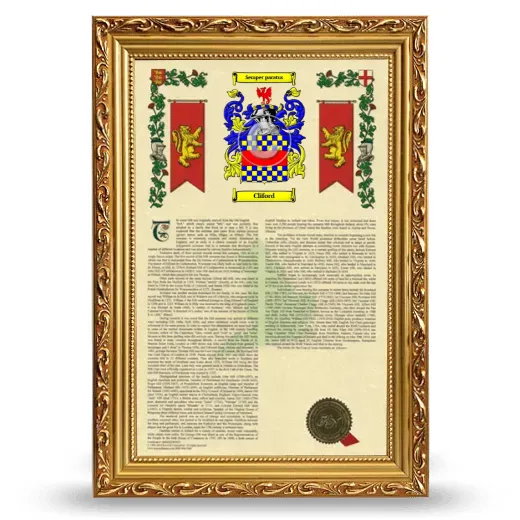Cliford Armorial History Framed - Gold