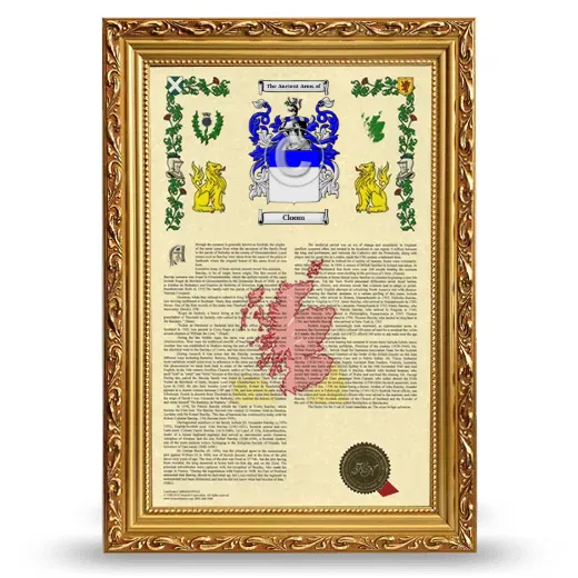 Cloom Armorial History Framed - Gold