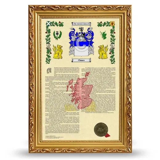 Clunes Armorial History Framed - Gold