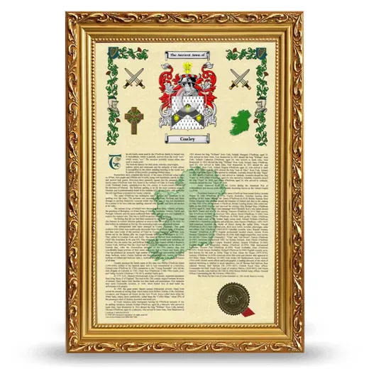 Coaley Armorial History Framed - Gold