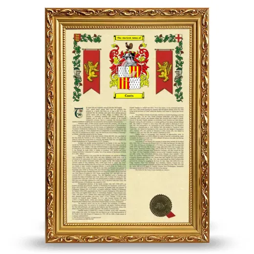 Coats Armorial History Framed - Gold