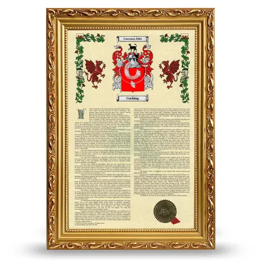 Cocking Armorial History Framed - Gold