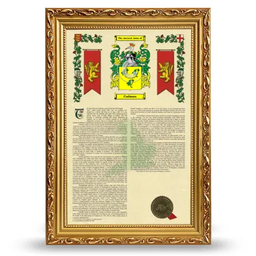 Codman Armorial History Framed - Gold
