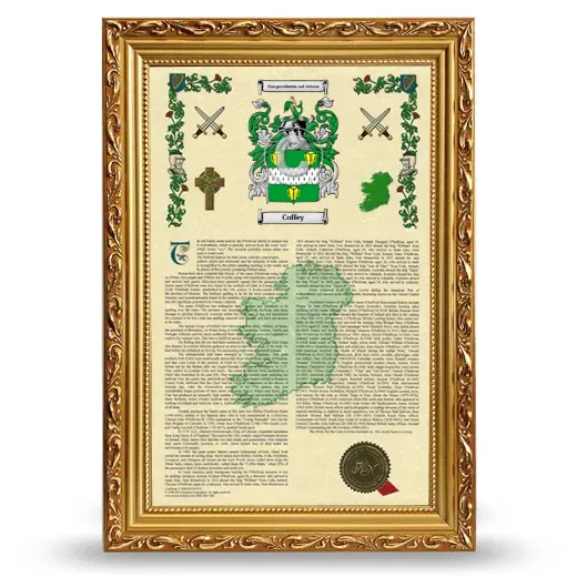 Coffey Armorial History Framed - Gold