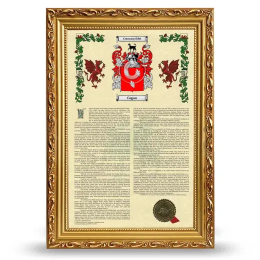 Cogan Armorial History Framed - Gold