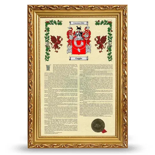 Coggin Armorial History Framed - Gold