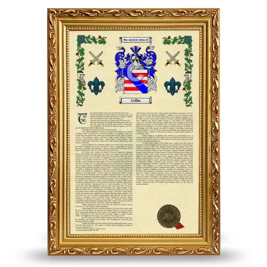 Collin Armorial History Framed - Gold