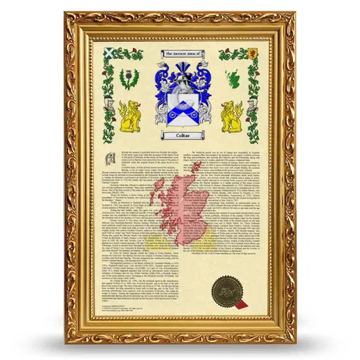 Coltar Armorial History Framed - Gold