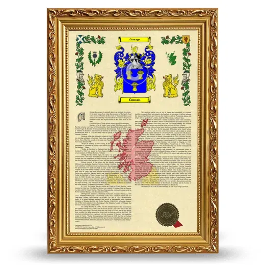 Coman Armorial History Framed - Gold