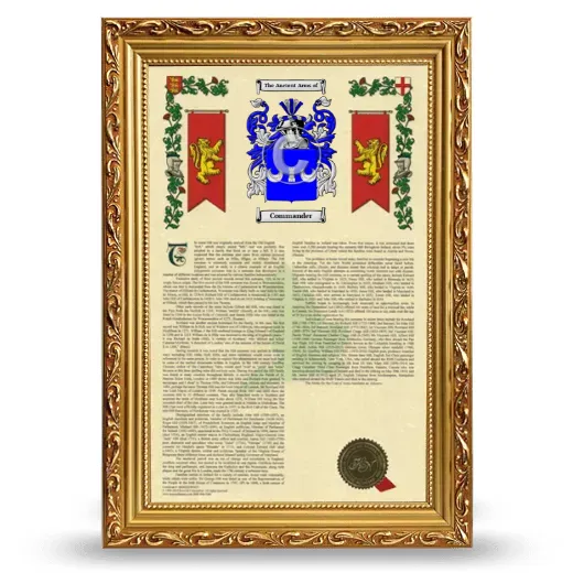 Commander Armorial History Framed - Gold
