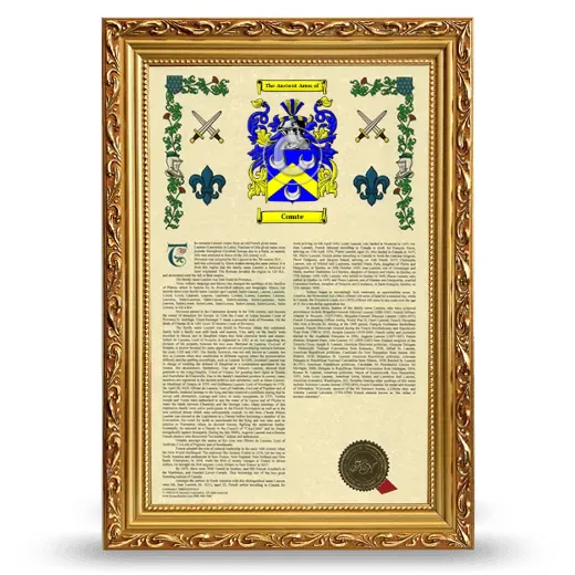 Comte Armorial History Framed - Gold