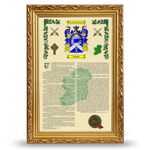 Comyn Armorial History Framed - Gold