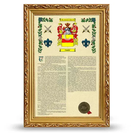 Conde' Armorial History Framed - Gold