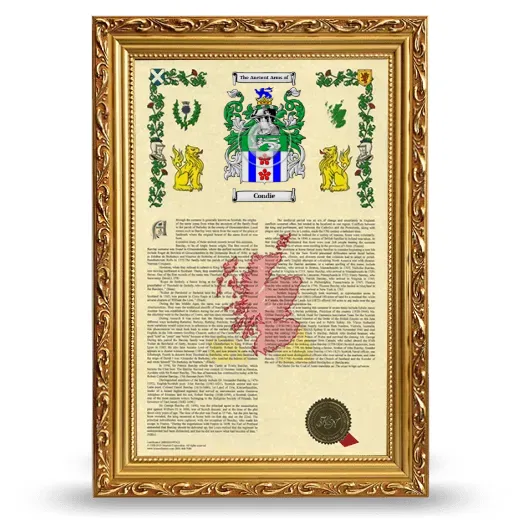 Condie Armorial History Framed - Gold