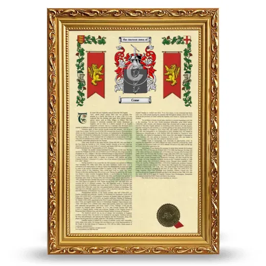 Cone Armorial History Framed - Gold