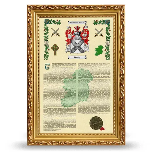 Conely Armorial History Framed - Gold