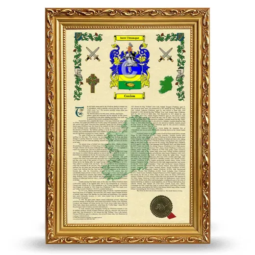 Conlon Armorial History Framed - Gold