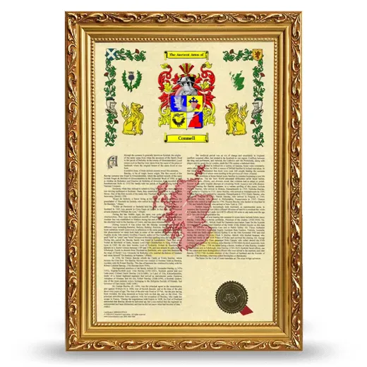 Connell Armorial History Framed - Gold