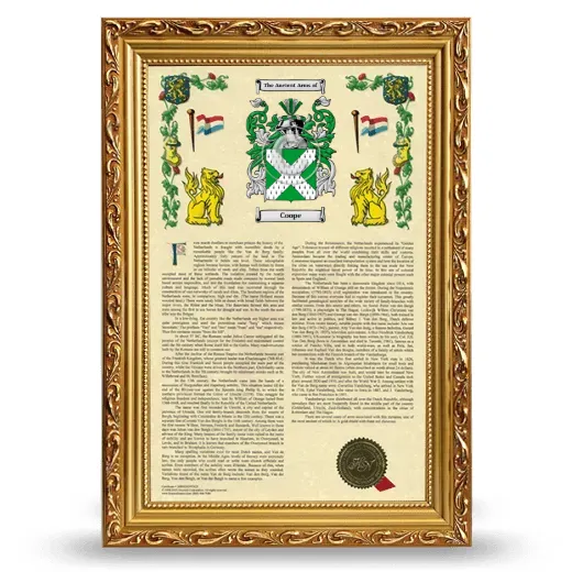 Coope Armorial History Framed - Gold