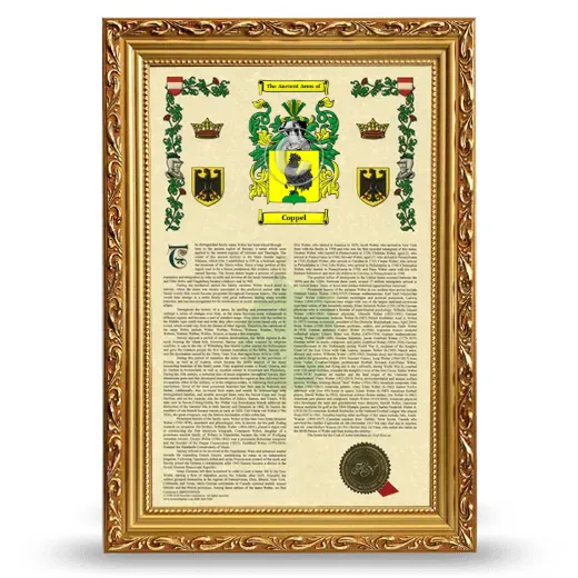 Coppel Armorial History Framed - Gold